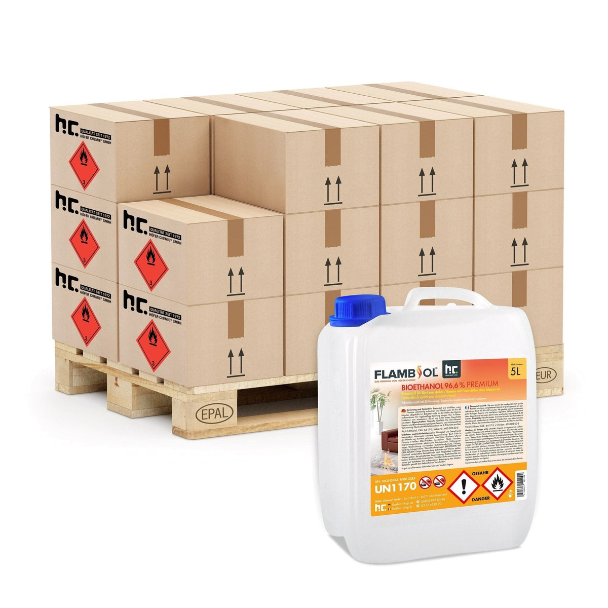 Bioéthanol FLAMBIOL 96,6 % – livraison sur palette