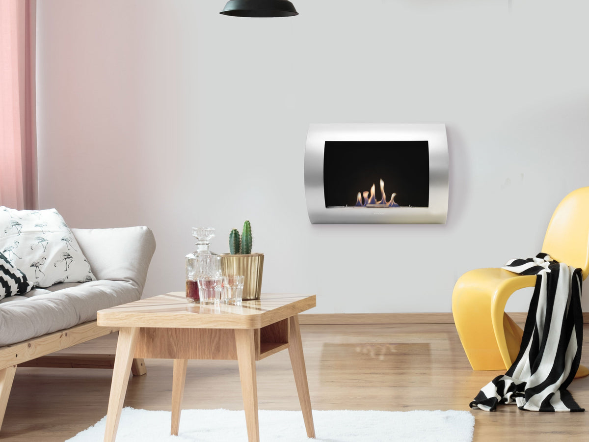 Cheminée murale Inox Classic argent en situation