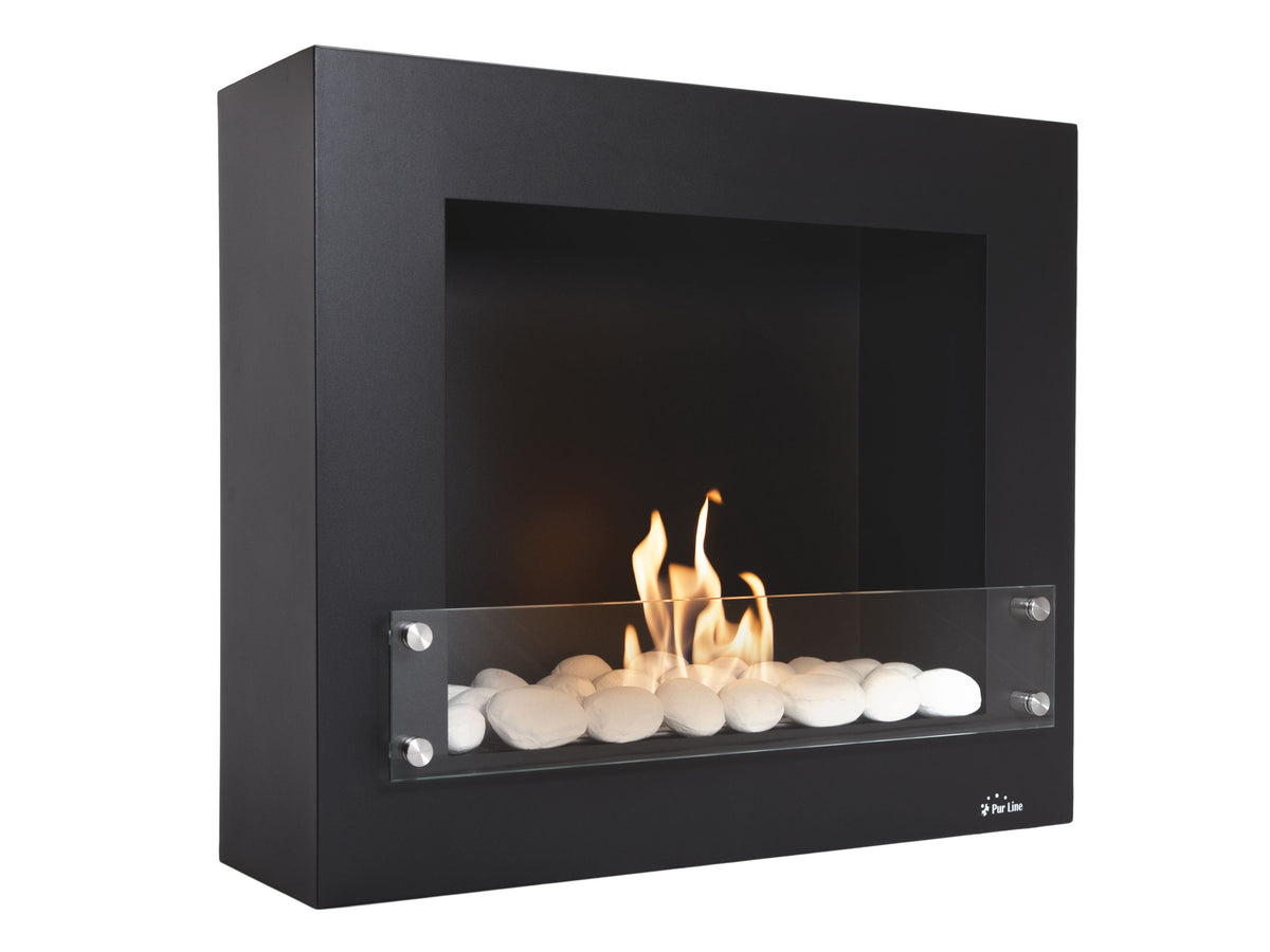 Cheminée bioéthanol Bestbio Design noire avec vitre