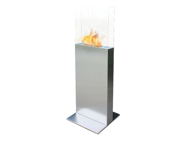 Cheminée bioéthanol colonne Clio 137 cm inox et verre – 2 kW