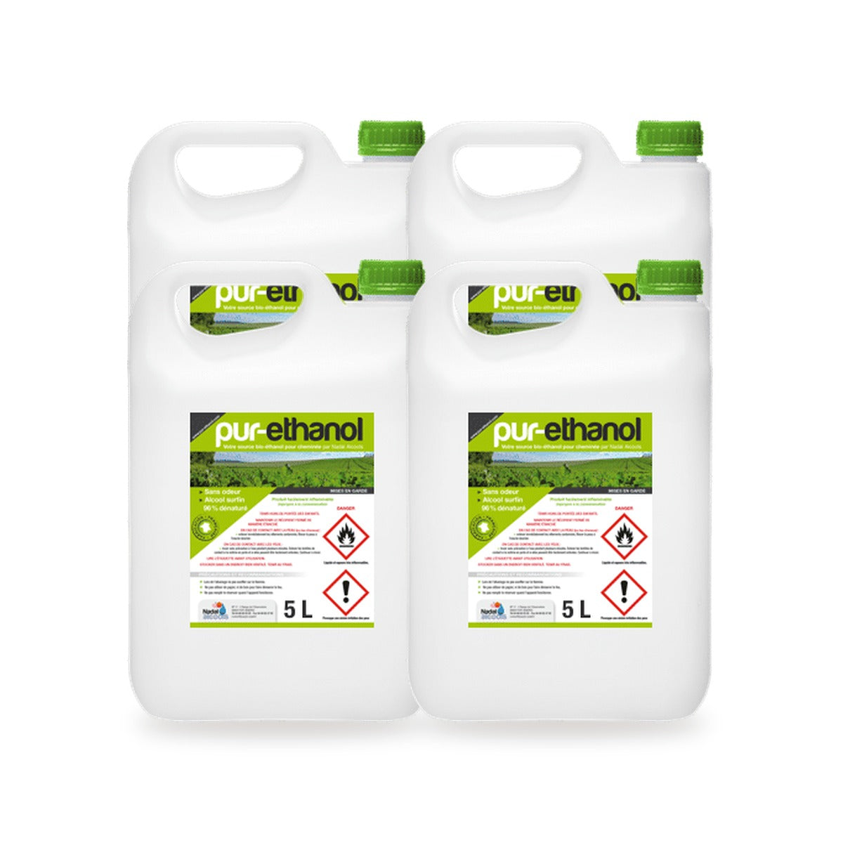 Bioéthanol pour cheminée 20 L – 4 bidons de 5 L